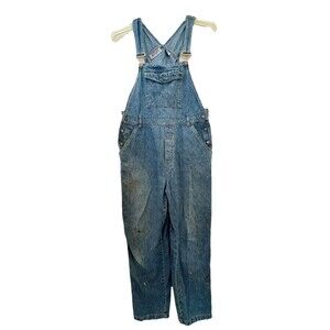 Vintage Ladies BILL BLASS Blue Denim Bib Overalls  1990s Y2K Carpenter Size M